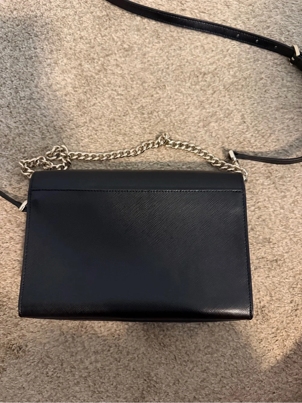 kate spade Black Leather Crossbody with Gold Chain